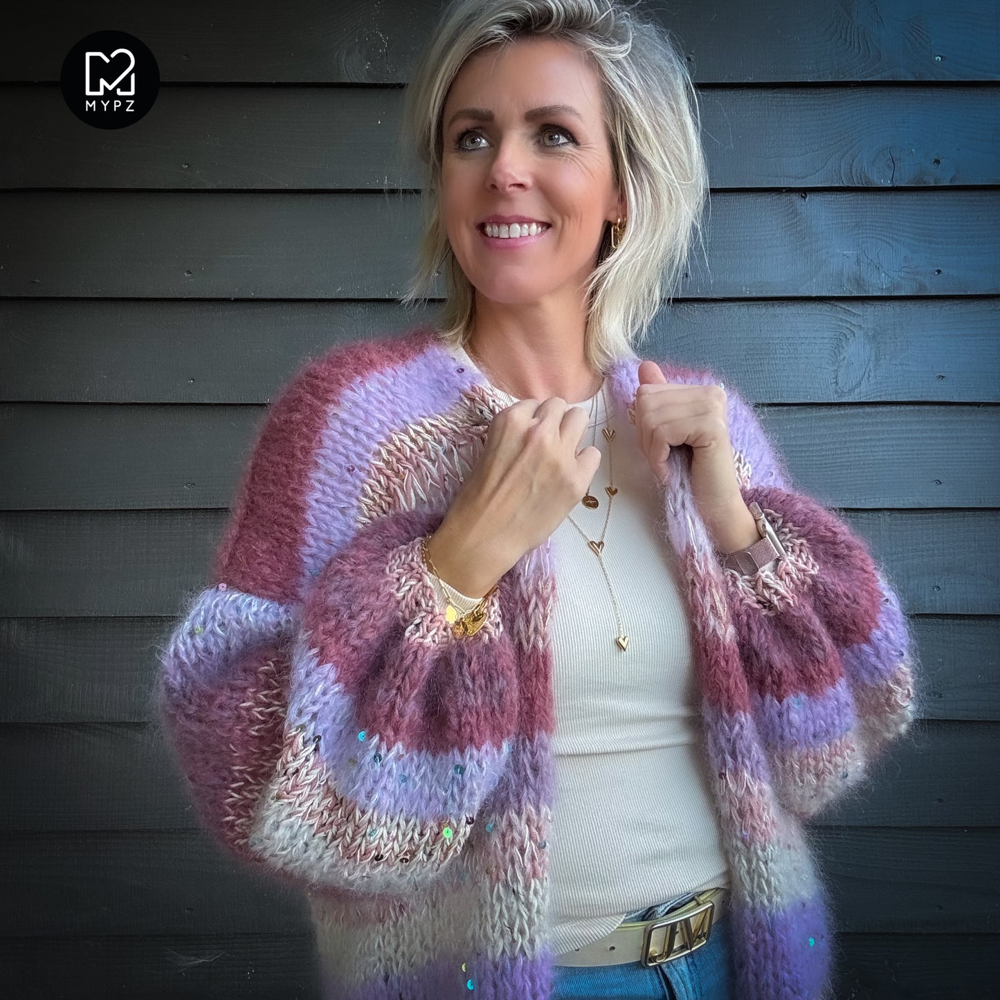 Strickanleitung – Chunky Mohair Cardigan Whisper Rose No.12 (ENG-NL-DE)