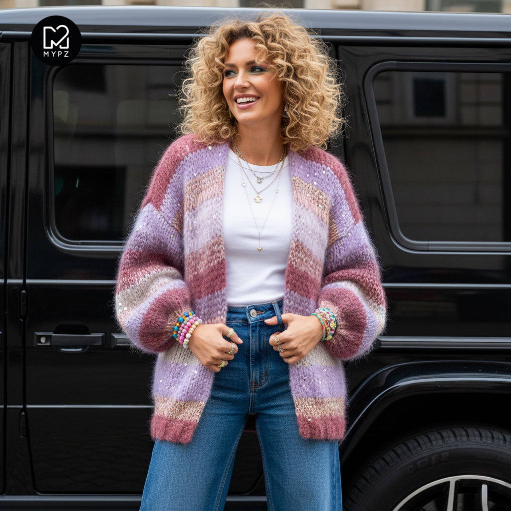 Strickanleitung – Chunky Mohair Cardigan Whisper Rose No.12 (ENG-NL-DE)