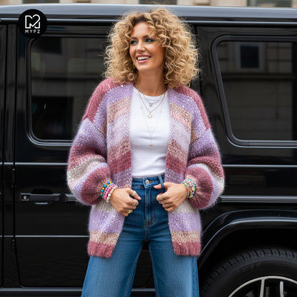 Strickanleitung – Chunky Mohair Cardigan Whisper Rose No.12 (ENG-NL-DE)