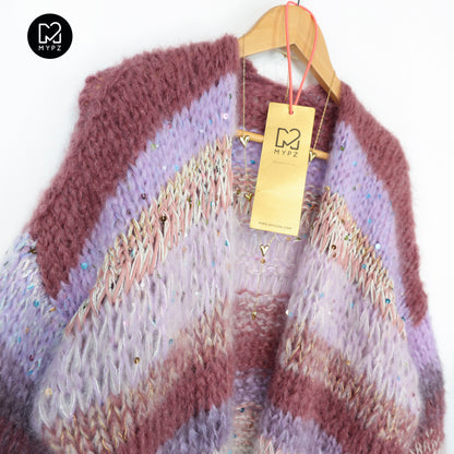 Strickanleitung – Chunky Mohair Cardigan Whisper Rose No.12 (ENG-NL-DE)