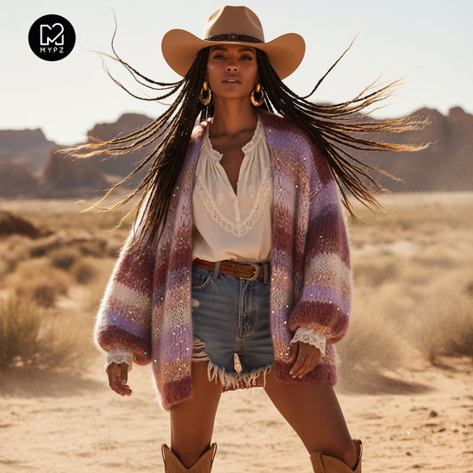 Strickset – Chunky Mohair Cardigan Whisper Rose No.12 (ENG-NL-DE)