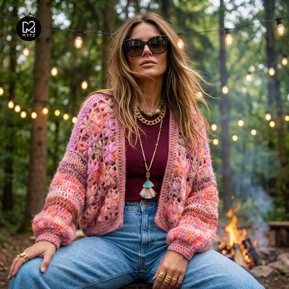 Häkelanleitung - MYPZ Short Wildflower Cardigan Pecan (ENG-DE-NL-ES-FR-IT-DA-SV-NO)