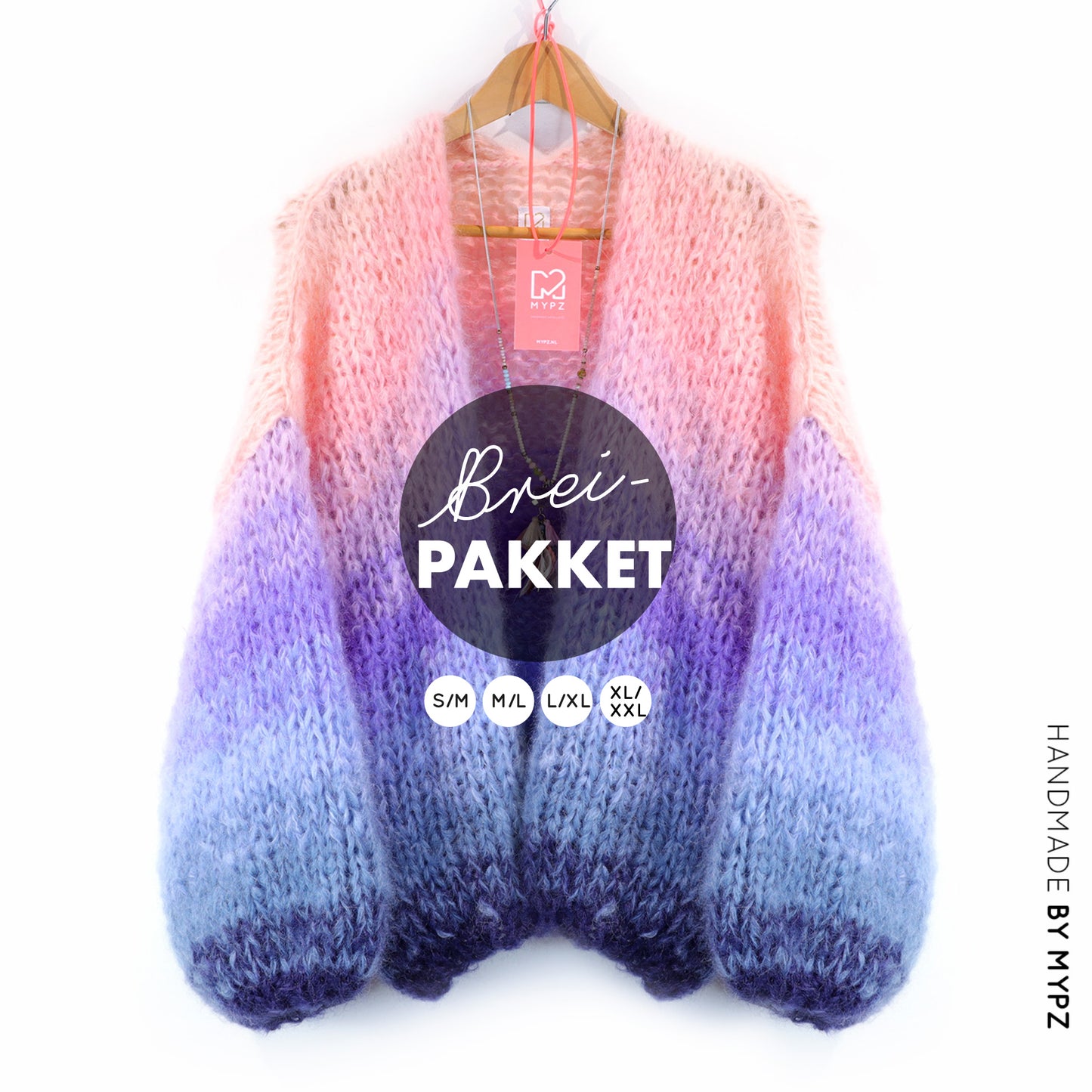 Strickset – MYPZ Kurze Chunky Mohair Cardigan Blue Sky No.15 (ENG-NL-DE)