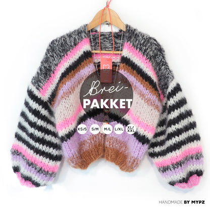 Knitting Kit – Short Chunky Mohair Cardigan Alex No.12 (ENG-NL-DE)