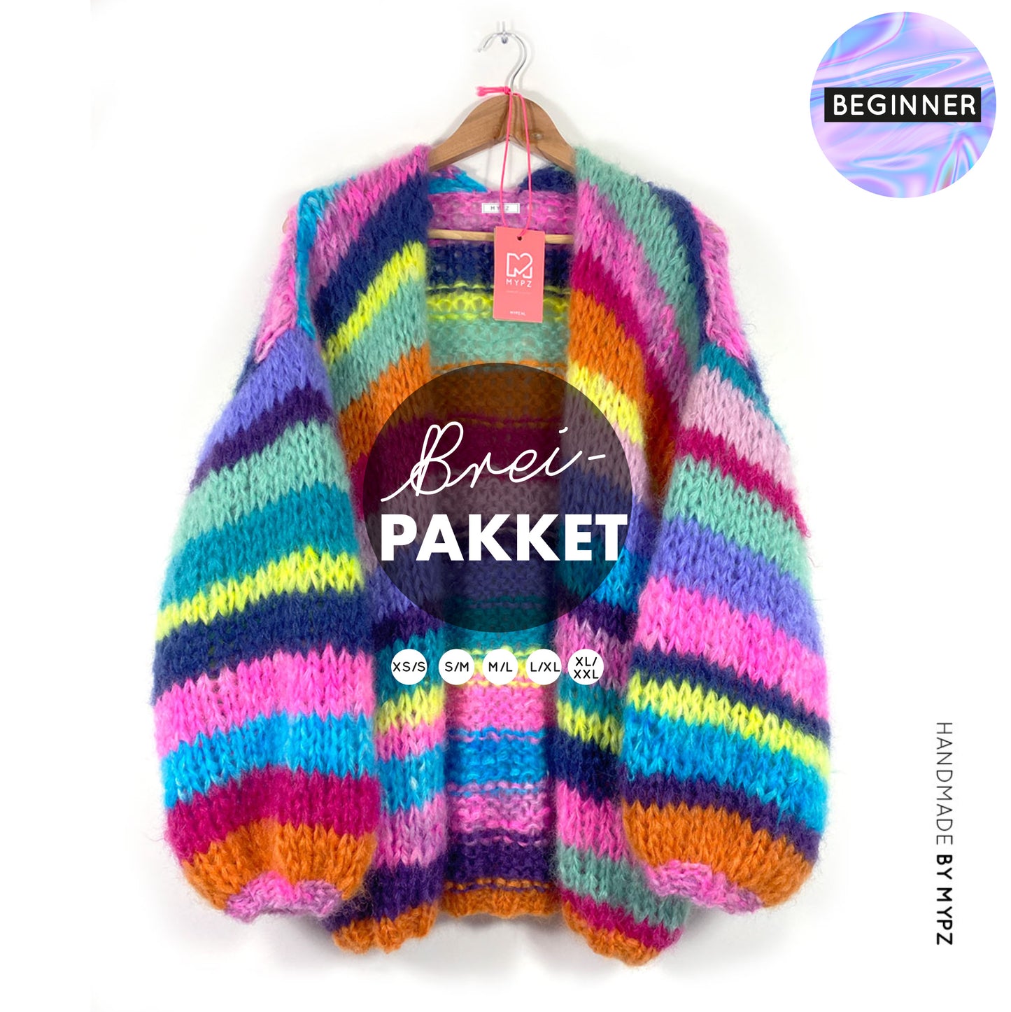 Knitting Kit – MYPZ Mohair Rainbow Cardigan No.15 (ENG-NL-DE)