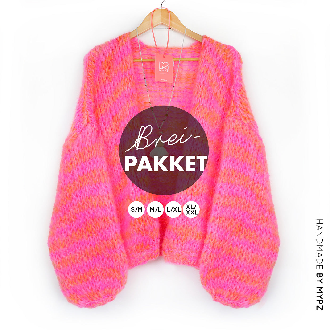 Strickset – MYPZ Short Chunky Mohair Cardigan Orange-Pink No.15 (ENG-NL-DE)