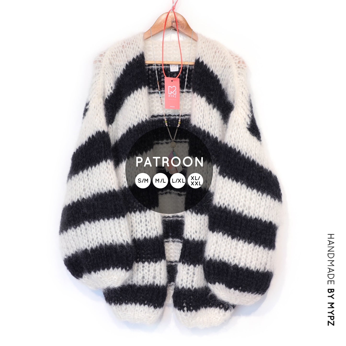 Knit pattern – MYPZ Chunky Mohair Cardigan Black & White No.15 (ENG-NL-DE)