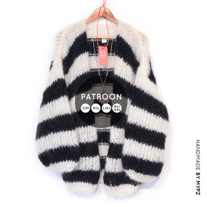 Knit pattern – MYPZ Chunky Mohair Cardigan Black & White No.15 (ENG-NL-DE)