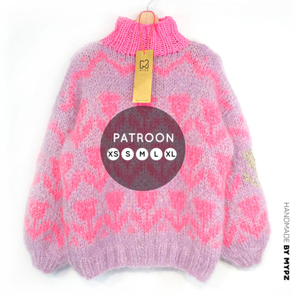 Strickanleitung – MYPZ Chunky Mohair Pullover Coral Tulips No.9 (ENG-NL-DE)