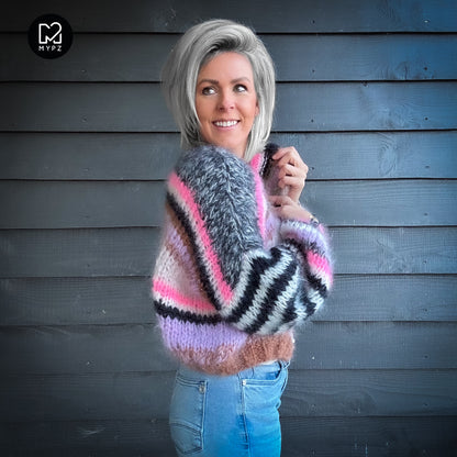 Knitting Kit – Short Chunky Mohair Cardigan Alex No.12 (ENG-NL-DE)