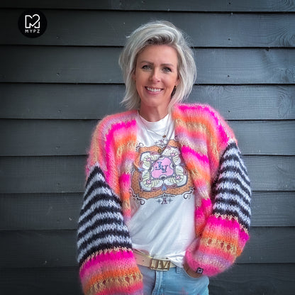 Strickanleitung – MYPZ Mohair Cardigan Pink Magic No10 (ENG-NL-DE)