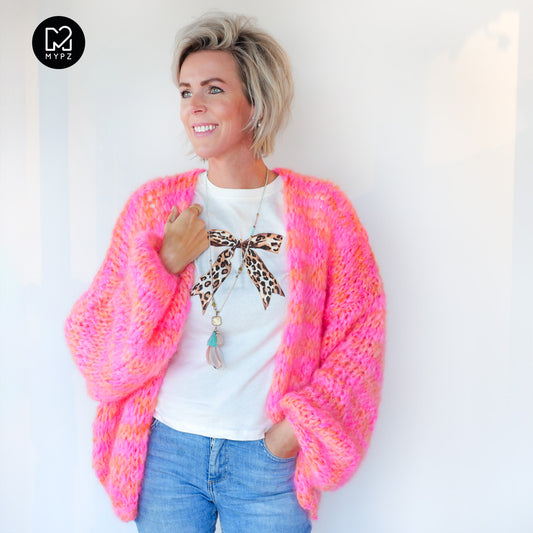 Strickset – MYPZ Short Chunky Mohair Cardigan Orange-Pink No.15 (ENG-NL-DE)