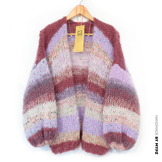 Chunky Mohair cardigan Whisper Rose
