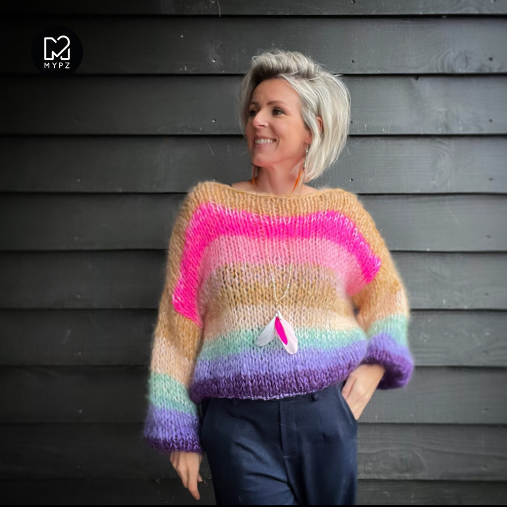 Chunky Mohair-merino Rainbow pullover