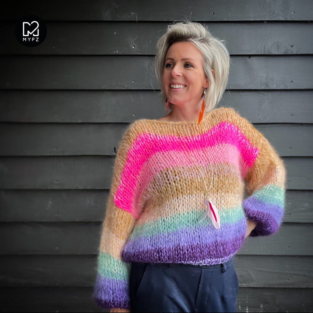 Chunky Mohair-merino Rainbow pullover