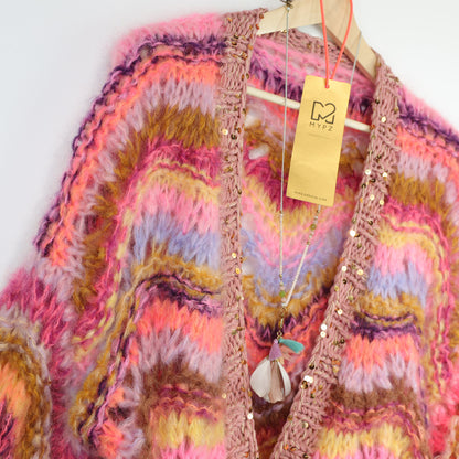 Strickset – Chunky Mohair cardigan Colorflow Wave No.12 (ENG-NL-DE)