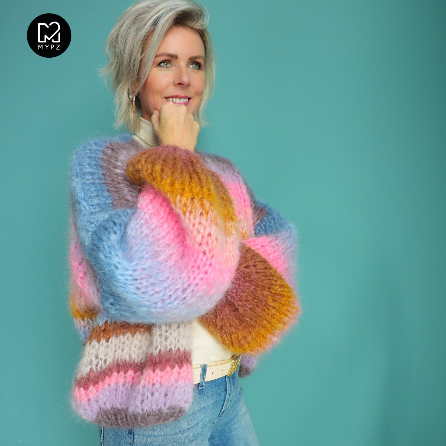 Strickanleitung – MYPZ kurze chunky mohair cardigan Blue Moon No15 (ENG-NL-DE)