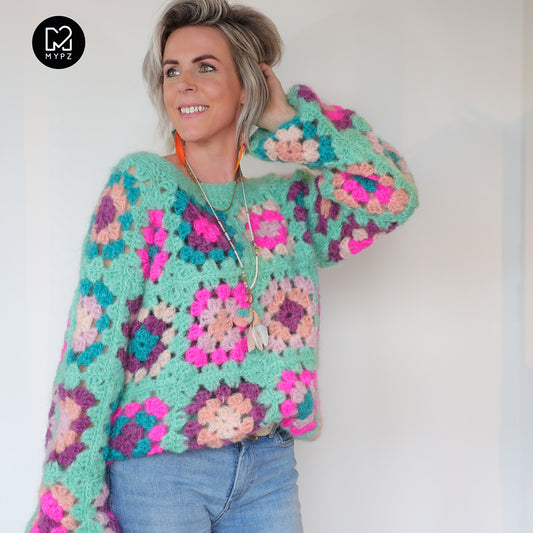 Crochet pattern - MYPZ Granny square Mohair pullover Mint (ENG-NL)