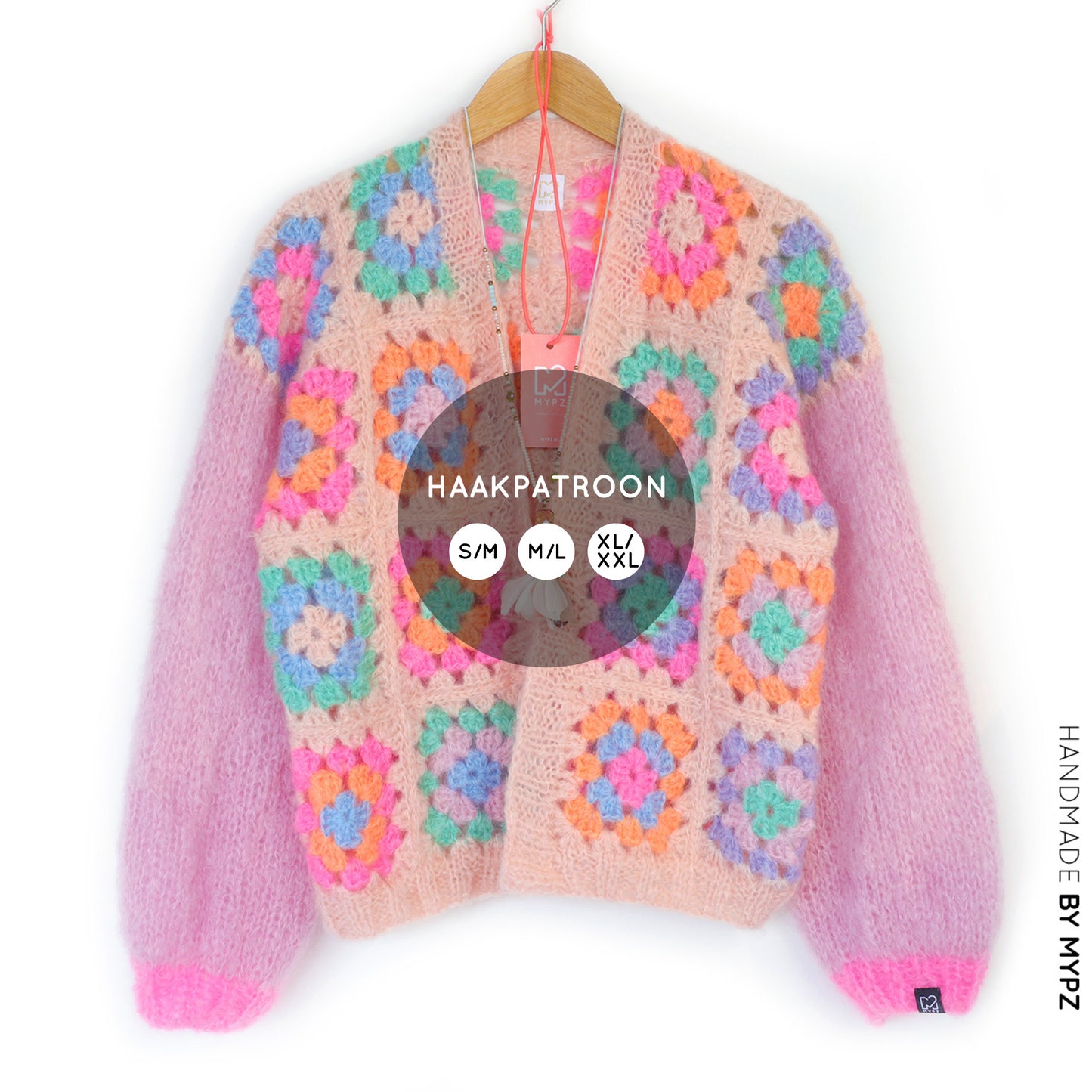 Häkelanleitung - MYPZ Granny square bomber cardigan Off White (ENG-NL-DE-ES)