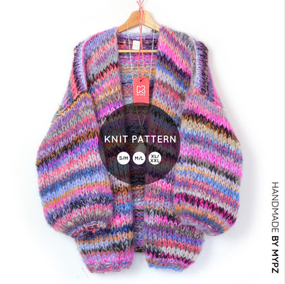 Strickanleitung – MYPZ basic chunky mohair cardigan Flirty Red  (ENG-NL-DE)