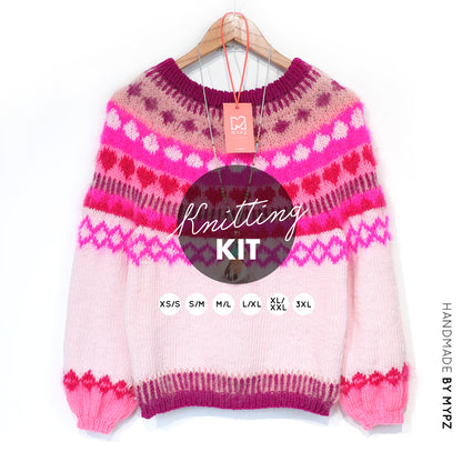 Strickset – MYPZ top-down sweater Pink Hearts No6 (ENG-NL-DE)