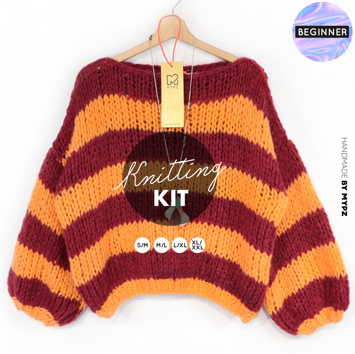 Knitting Kit – MYPZ Chunky Alpaca Pullover Merlot No15 – Beginner (ENG-NL-DE)