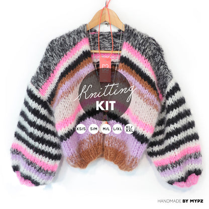 Knitting Kit – Short Chunky Mohair Cardigan Alex No.12 (ENG-NL-DE)