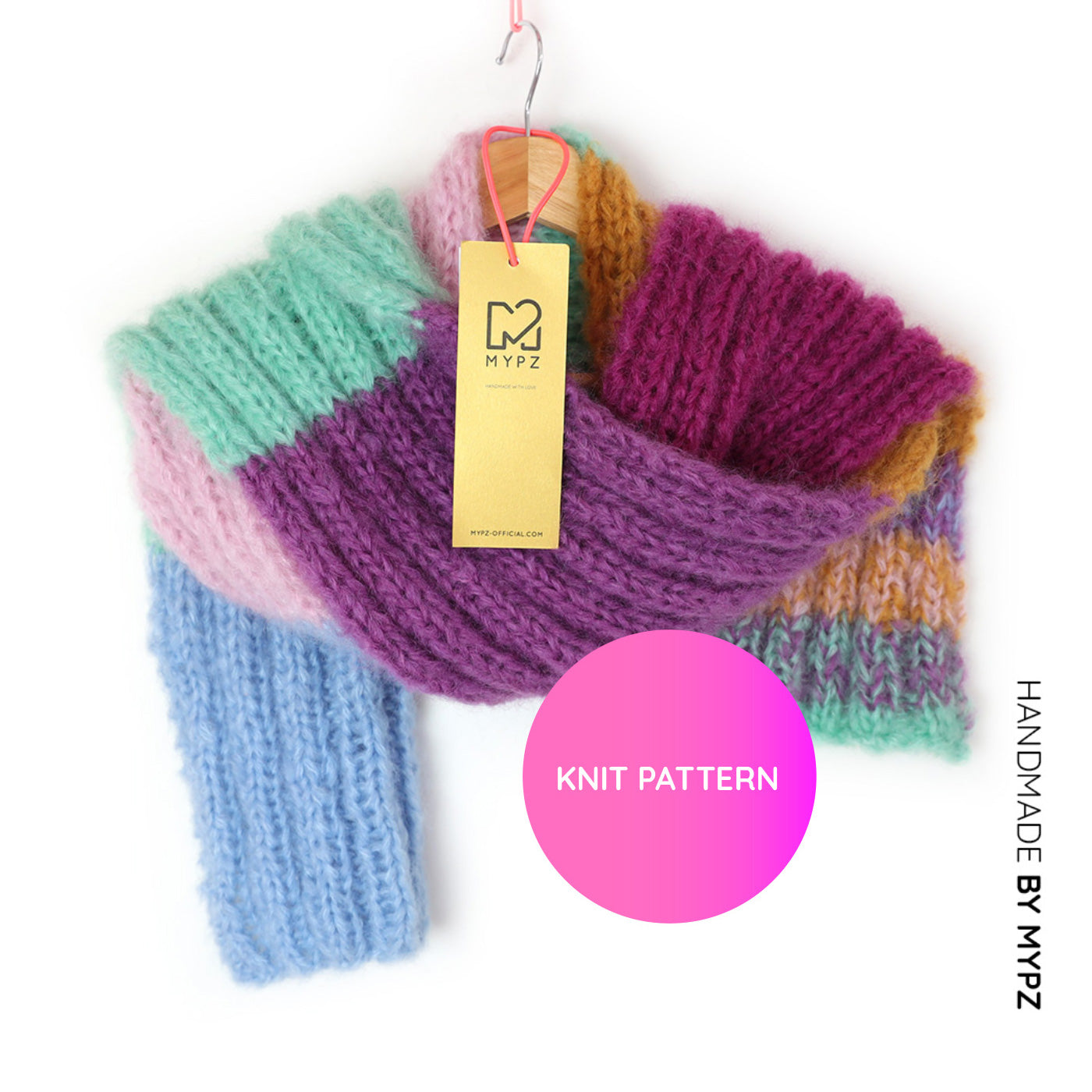 Strickanleitung – Chunky Mohair Schal Color Pop No9 (ENG-NL-DE)