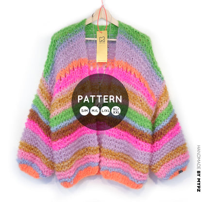 Strickanleitung – MYPZ Chunky Mohair Cardigan Rainbow Sorbet No.15 (ENG-NL-DE)