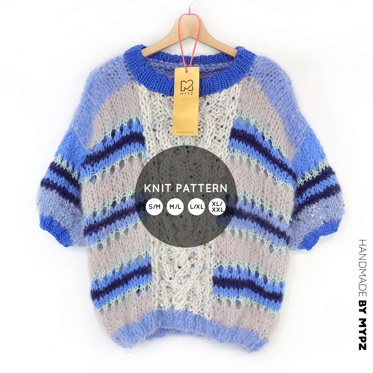 Strickanleitung – MYPZ  Light Alpaca Mohair Top Cable Heart Blue No10 (ENG-NL-DE)
