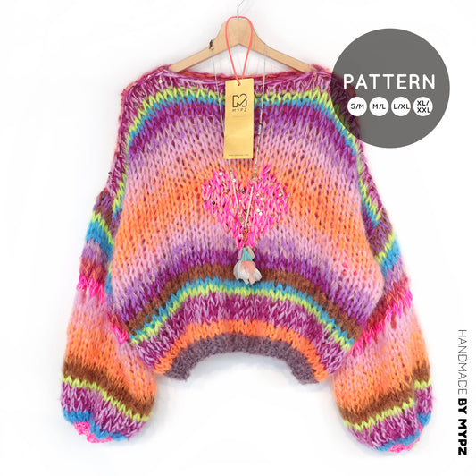 Strickanleitung – MYPZ Short Chunky Pullover Neon Hearts No15 (ENG-NL-DE)