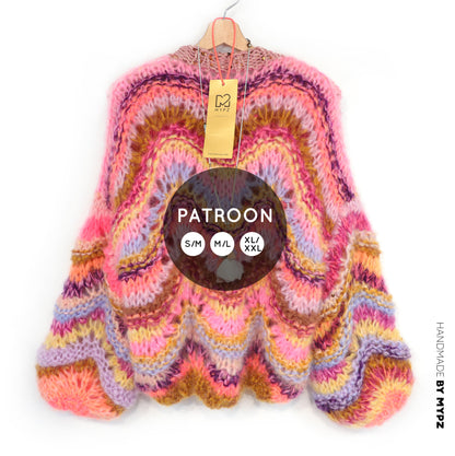 Strickanleitung – Chunky Mohair Pullover Colorflow Wave No.12 (ENG-NL-DE)