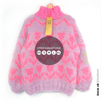 Strickanleitung – MYPZ Chunky Mohair Pullover Coral Tulips No.9 (ENG-NL-DE)