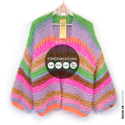 Strickanleitung – MYPZ Chunky Mohair Cardigan Rainbow Sorbet No.15 (ENG-NL-DE)