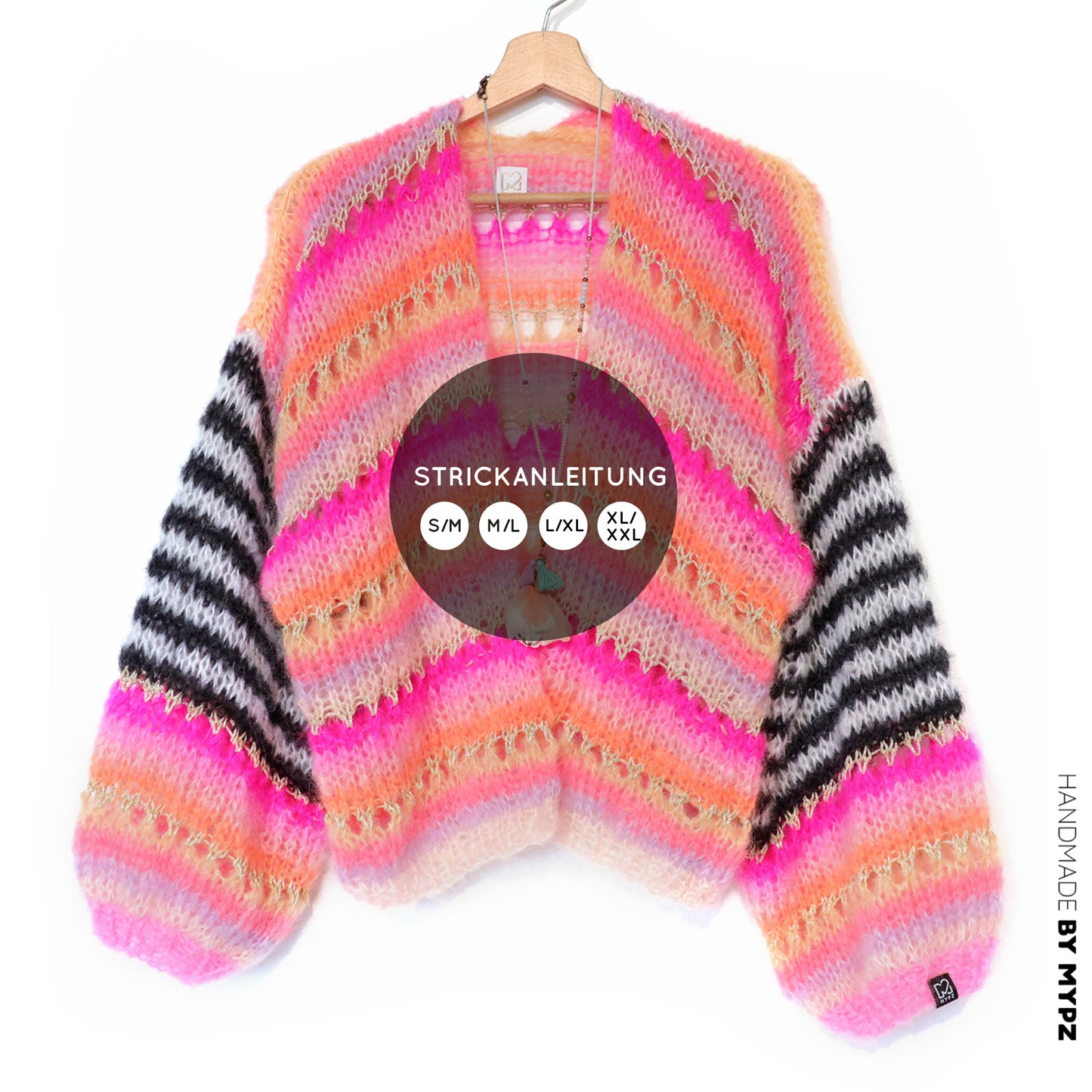 Strickanleitung – MYPZ Mohair Cardigan Pink Magic No10 (ENG-NL-DE)