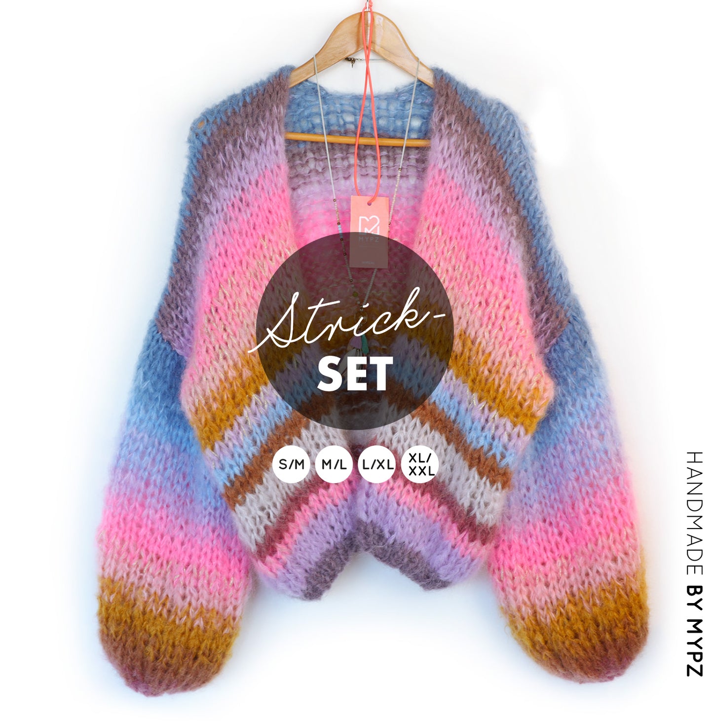 Strickset – MYPZ Kurze Chunky Mohair Cardigan Blue Moon No.15 (ENG-NL-DE)