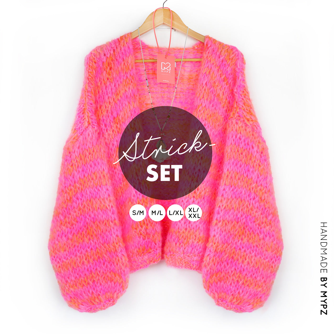 Knitting Kit – MYPZ Short Chunky Mohair Cardigan Orange-Pink No.15 (ENG-NL-DE)