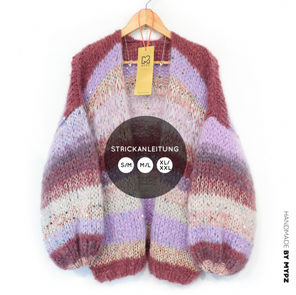 Strickanleitung – Chunky Mohair Cardigan Whisper Rose No.12 (ENG-NL-DE)