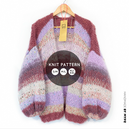 Strickanleitung – Chunky Mohair Cardigan Whisper Rose No.12 (ENG-NL-DE)