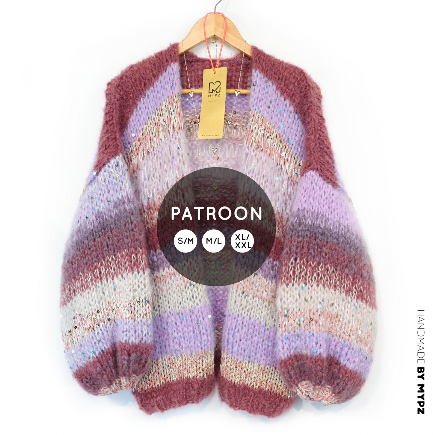 Strickanleitung – Chunky Mohair Cardigan Whisper Rose No.12 (ENG-NL-DE)