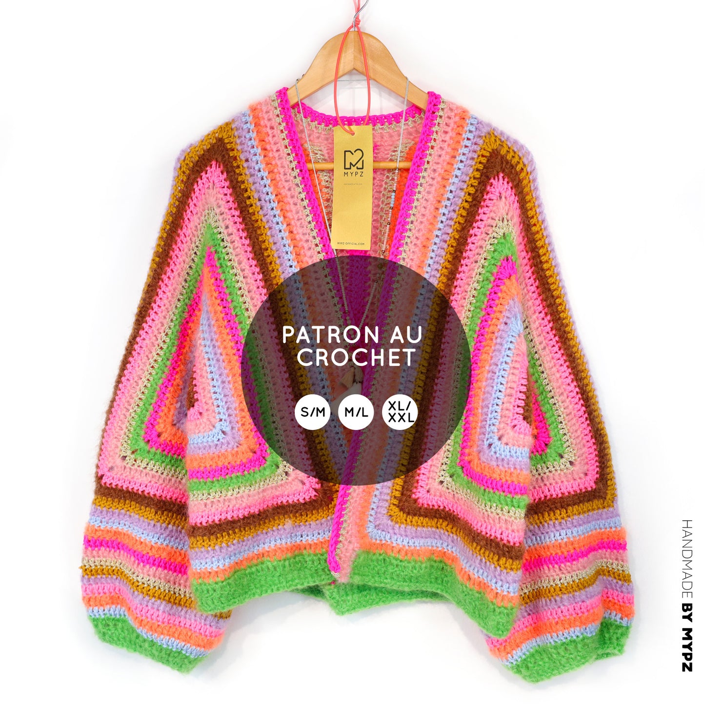 Crochet pattern - MYPZ Hexagon Cardigan Vibrant Soul (ENG-NL-DE-FR-ES)
