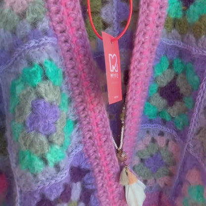 Häkelset - MYPZ Granny square mohair cardigan Purple-Candy (ENG-NL-DE)
