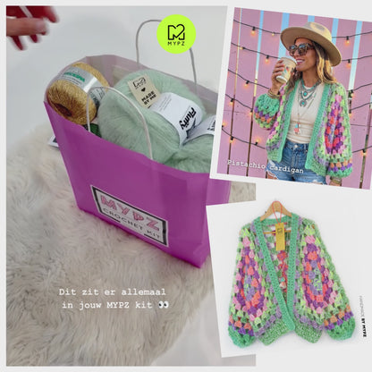 Häkelset - MYPZ Chunky Hexagon Cardigan Pistachio (ENG-NL-DE)