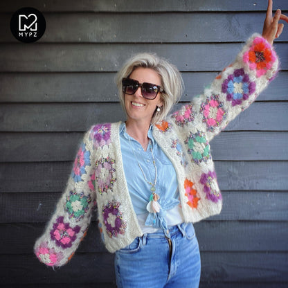 Häkelanleitun - MYPZ Granny square bomber cardigan Off White (ENG-NL-DE-ES)