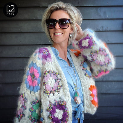 Häkelanleitun - MYPZ Granny square bomber cardigan Off White (ENG-NL-DE-ES)