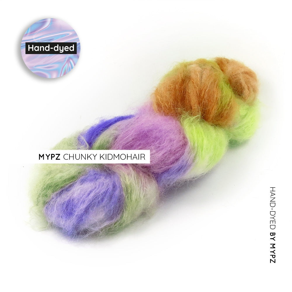 MYPZ hand-dyed chunky kidmohair dk Golden Green