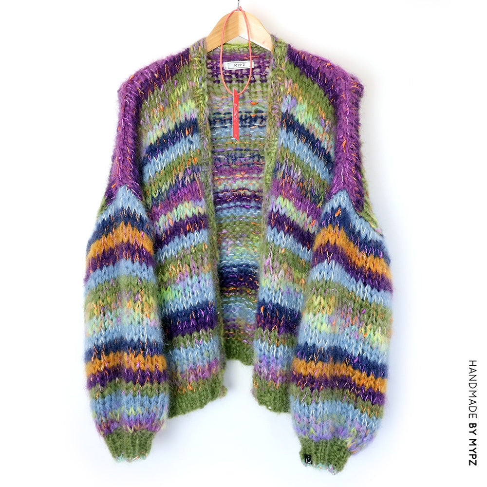 MYPZ chunky mohair cardigan Golden Green No15 ENG