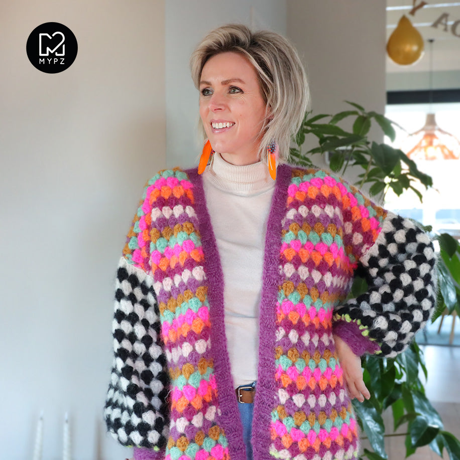 Crochet pattern - MYPZ short Mohair Granny stripes cardigan Rosé