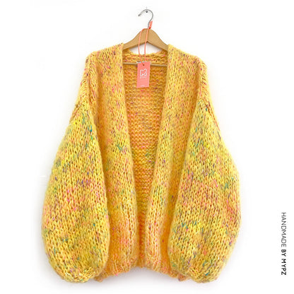 MYPZ knitting kit basic chunky mohair cardigan Yellow Pops no15